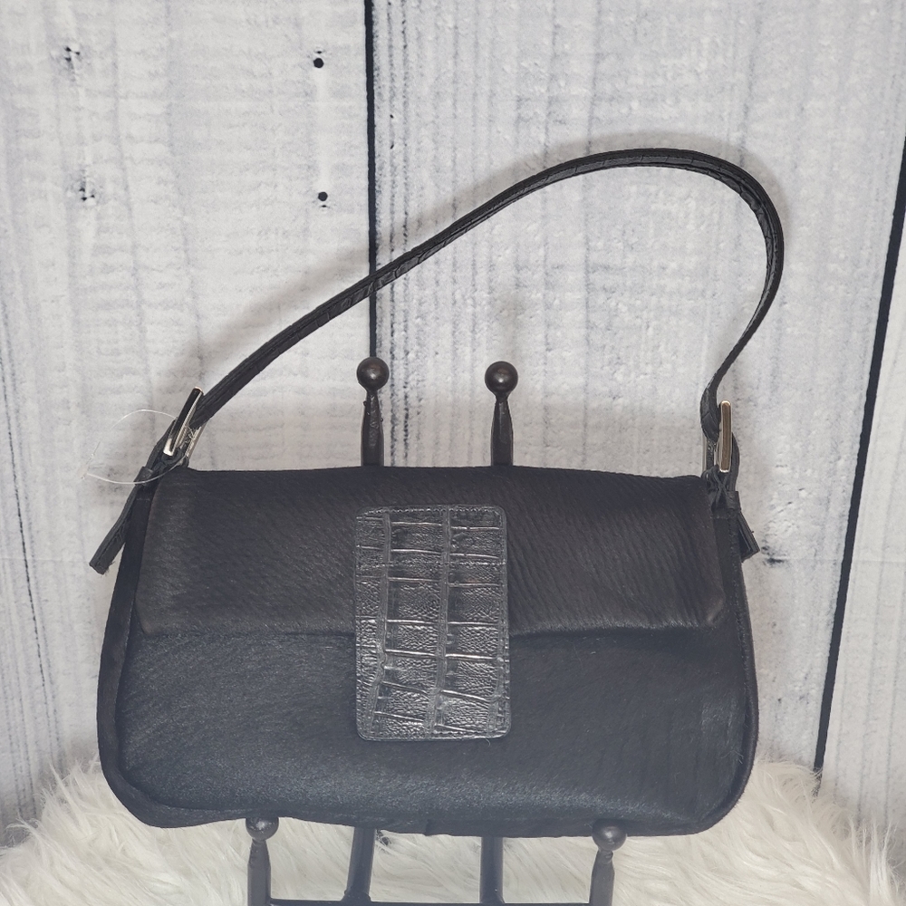 Clever Carriage Company black fur & Leather purse